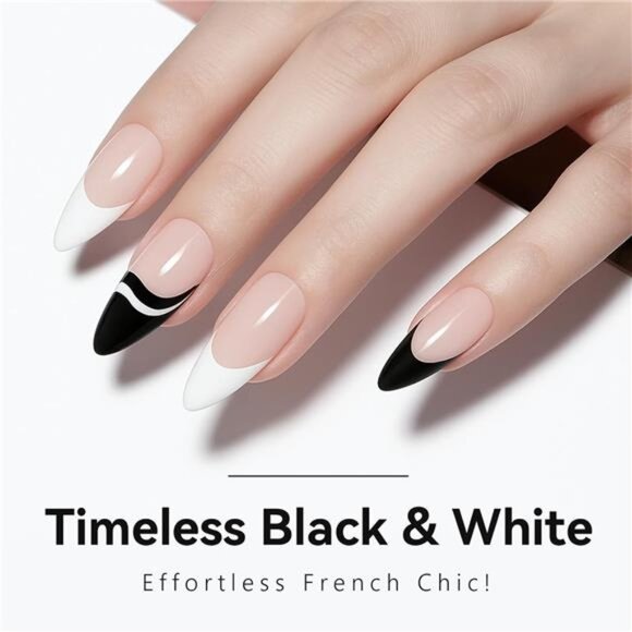 Gel Nail Polish Liner Set 8ML 2 Colors White and Black for Winter French NailArt - Picture 2 of 7